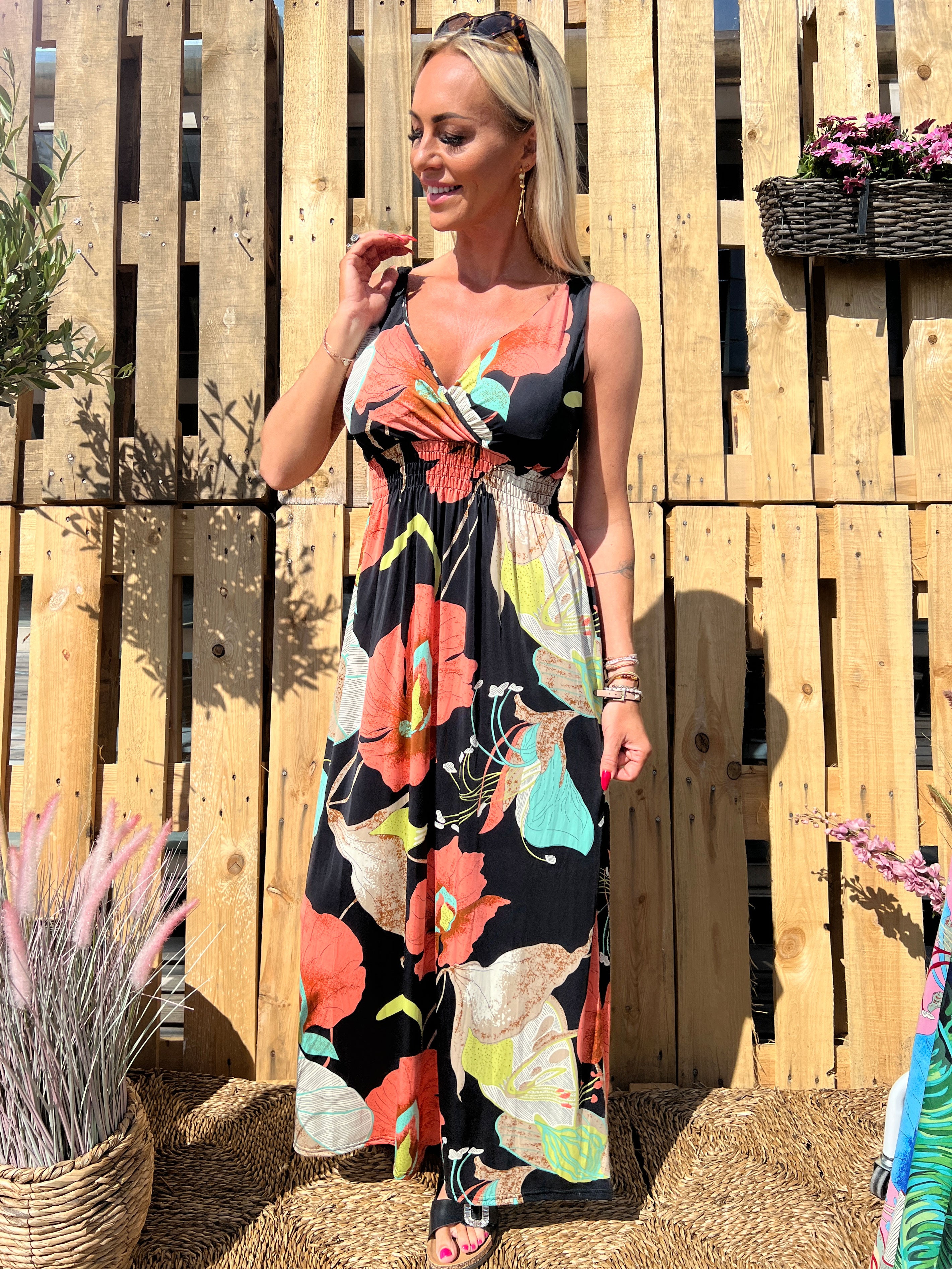 Carmina - Mønstret stropkjole i elastisk stof